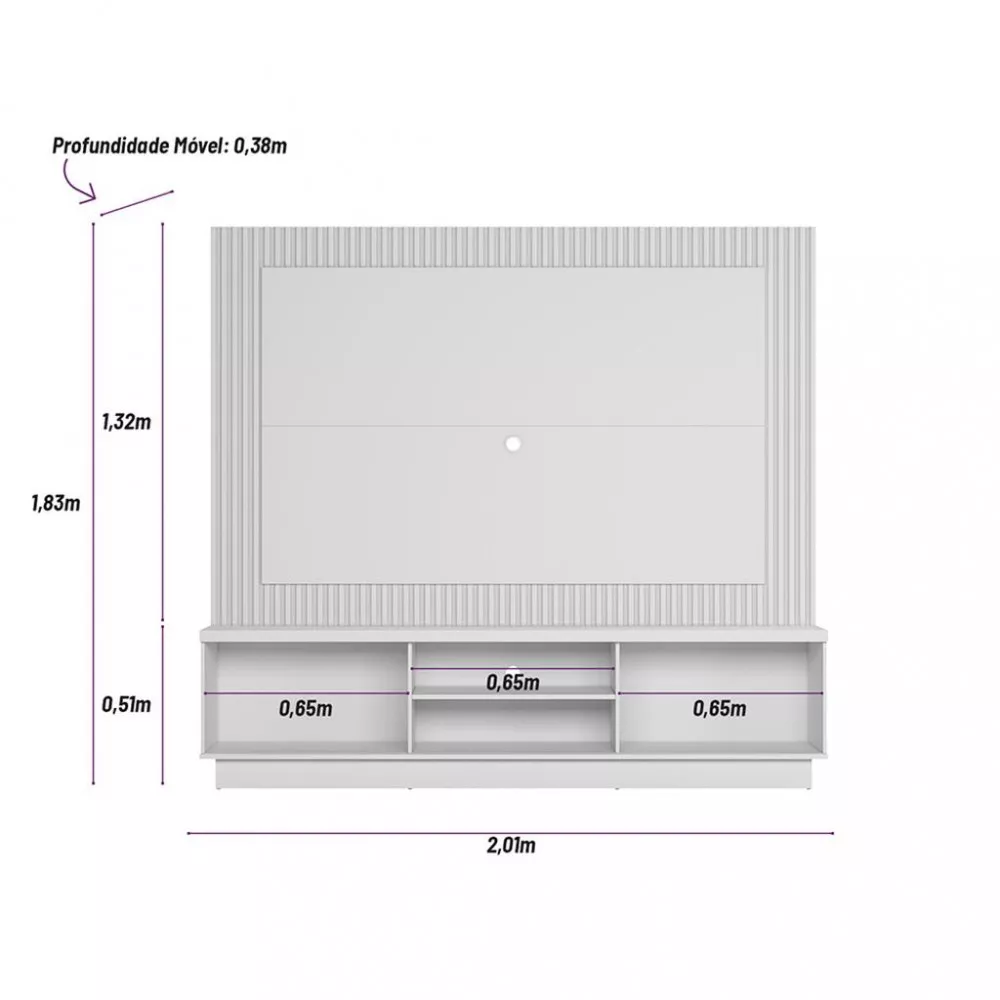 Estante Home para TV até 70 Polegadas 2 Portas Flex Maringá Linea Brasil