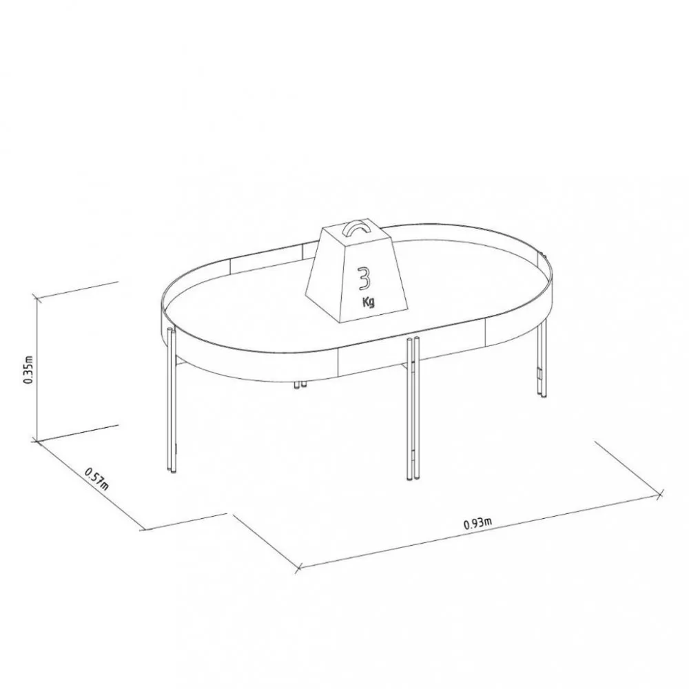 Image 2 of 3 of Mesa de Centro 93cm Mônaco Linea Brasil