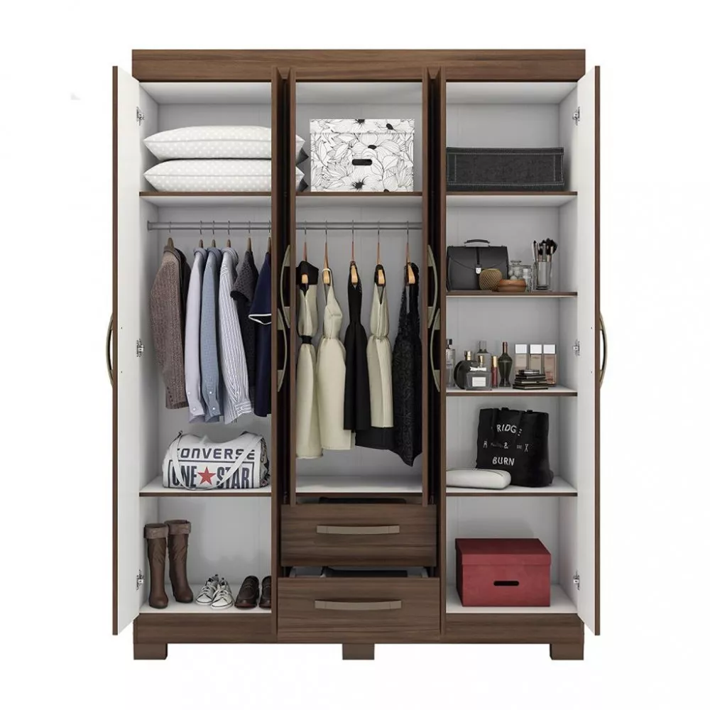 Guarda Roupa Solteiro com Pés 6 Portas 2 Gavetas NT 6015 Notável Móveis