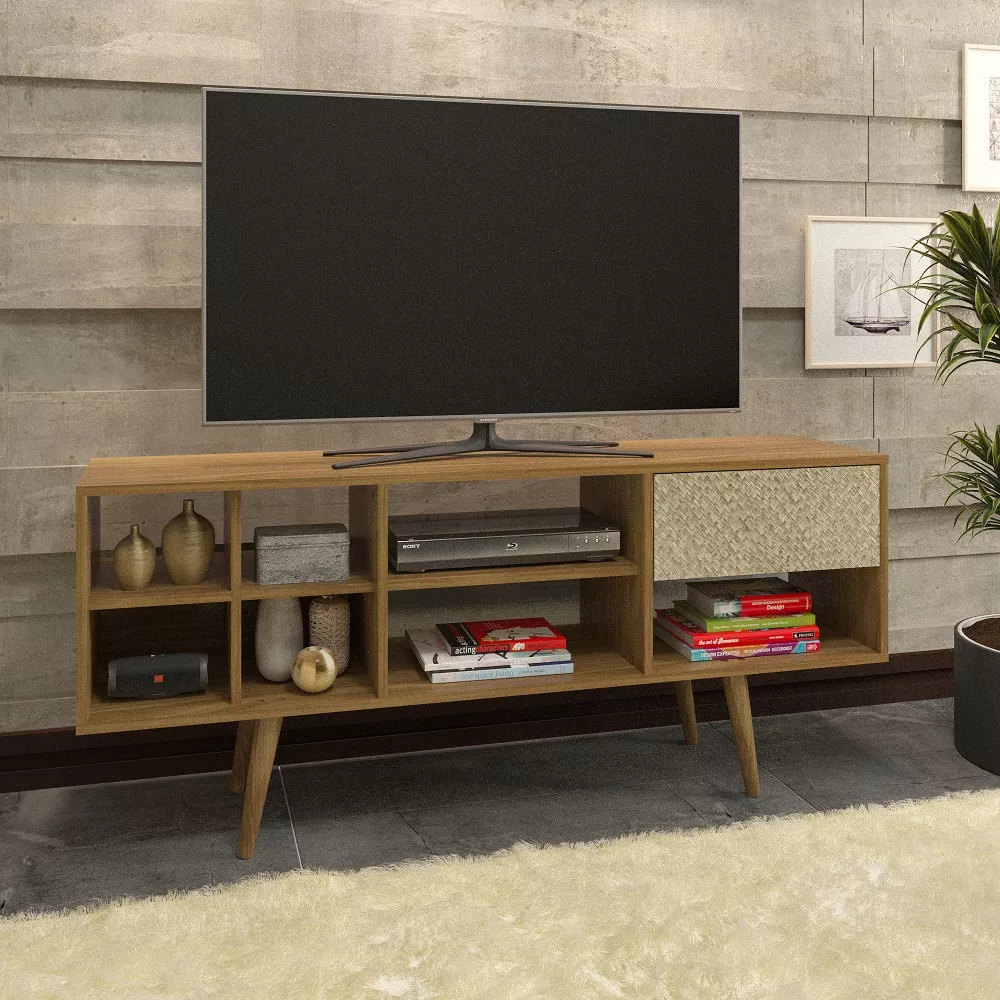 Rack para TV até 50 Polegadas 1 Gaveta Pés Palito R1462 Tecno mobili