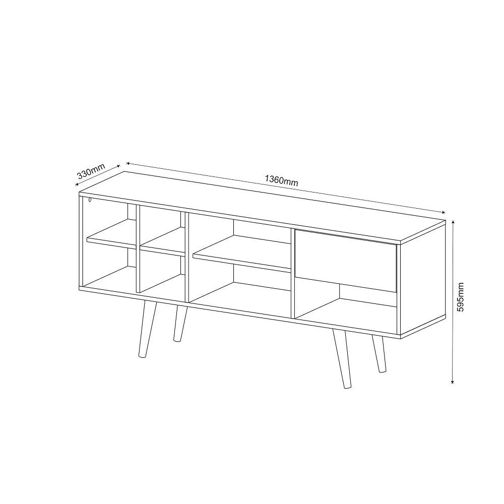 Rack para TV até 50 Polegadas 1 Gaveta Pés Palito R1462 Tecno mobili