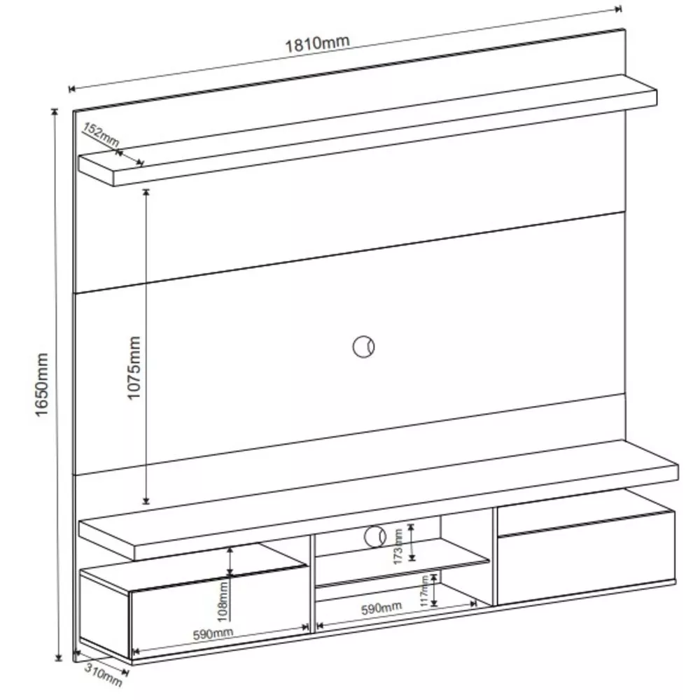 Painel para TV até 55 Polegadas 2 Portas Padova Viero