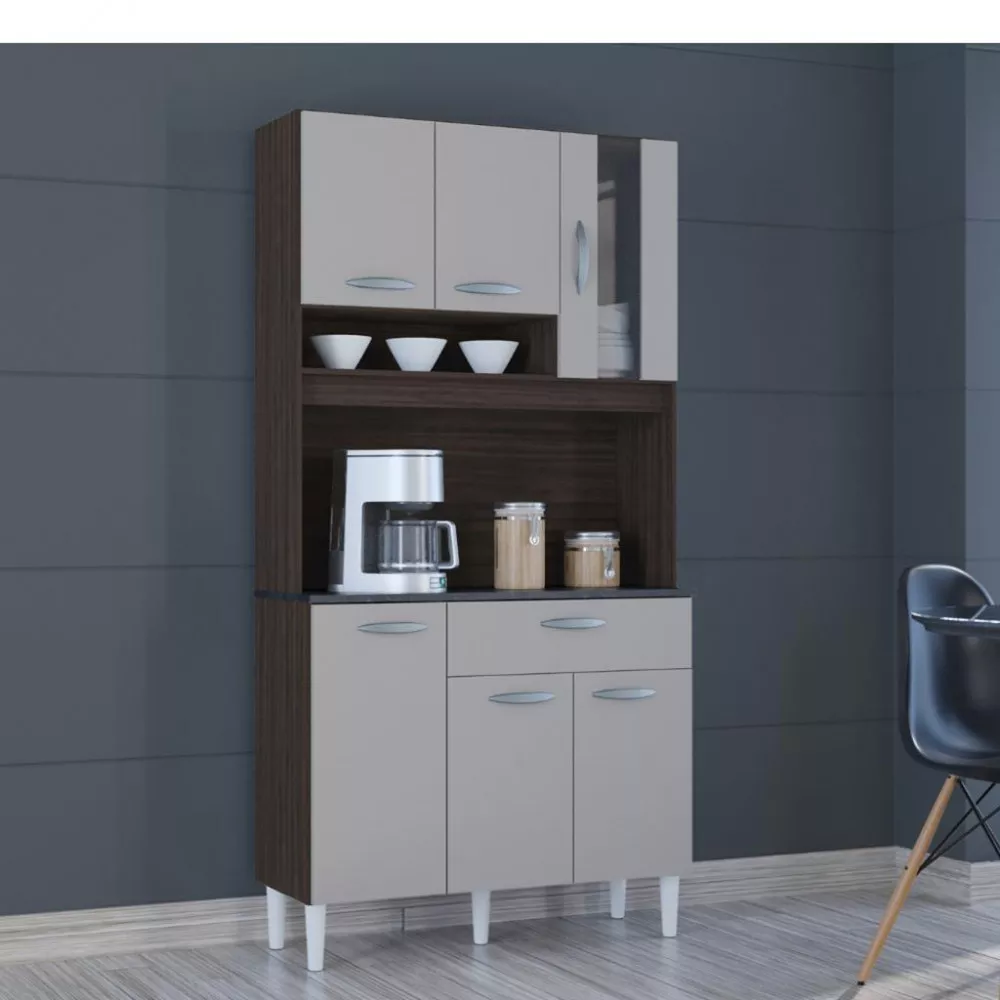 Cozinha Compacta 6 Portas 1 Gaveta Coral Poquema