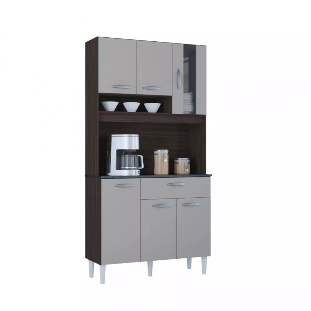 Cozinha Compacta 6 Portas 1 Gaveta Coral Poquema