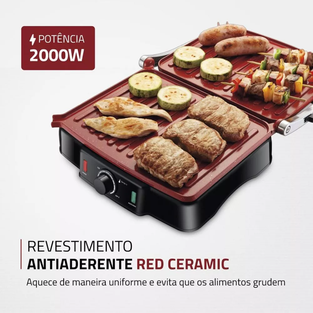 Press Grill Mondial Red Ceramic PG-02