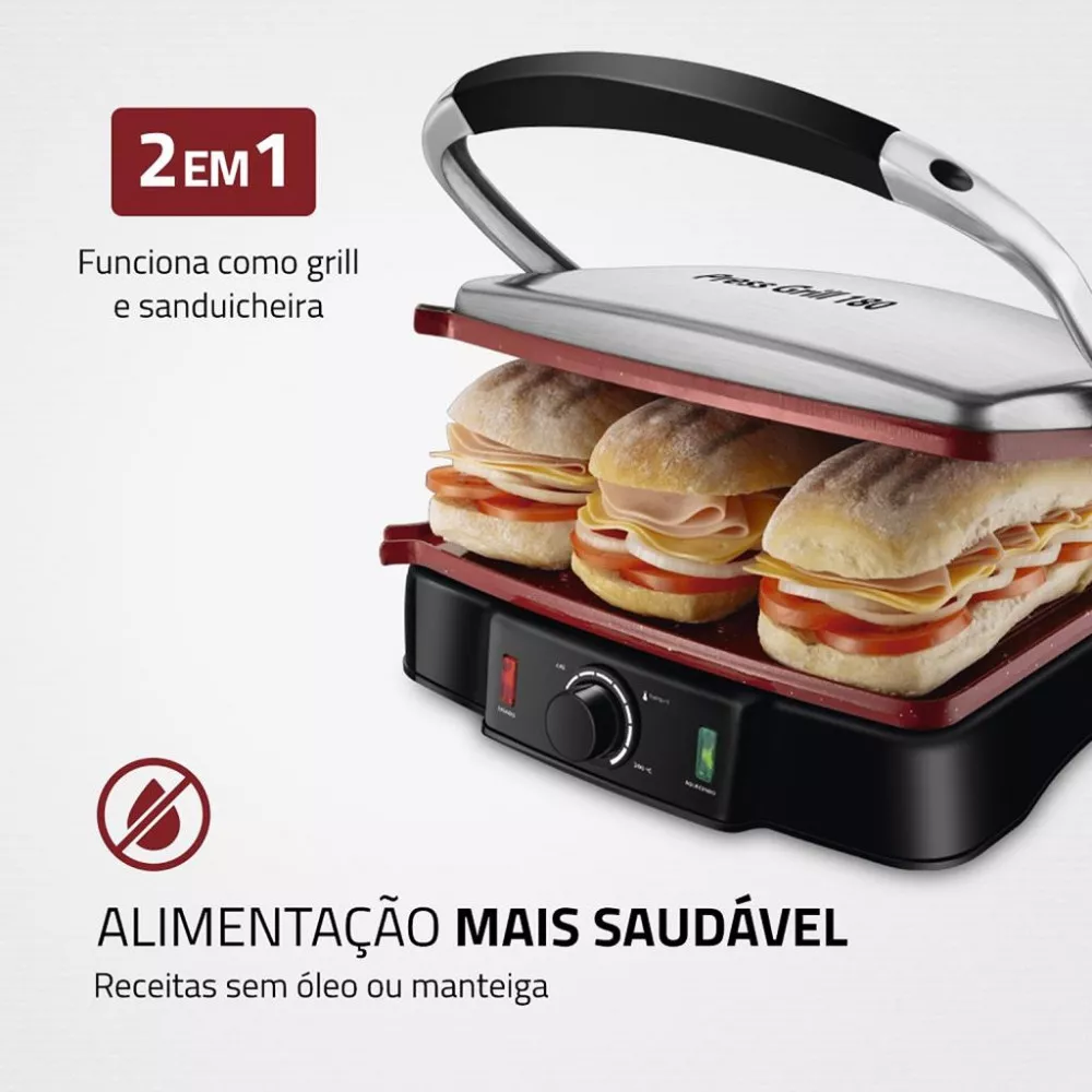 Press Grill Mondial Red Ceramic PG-02