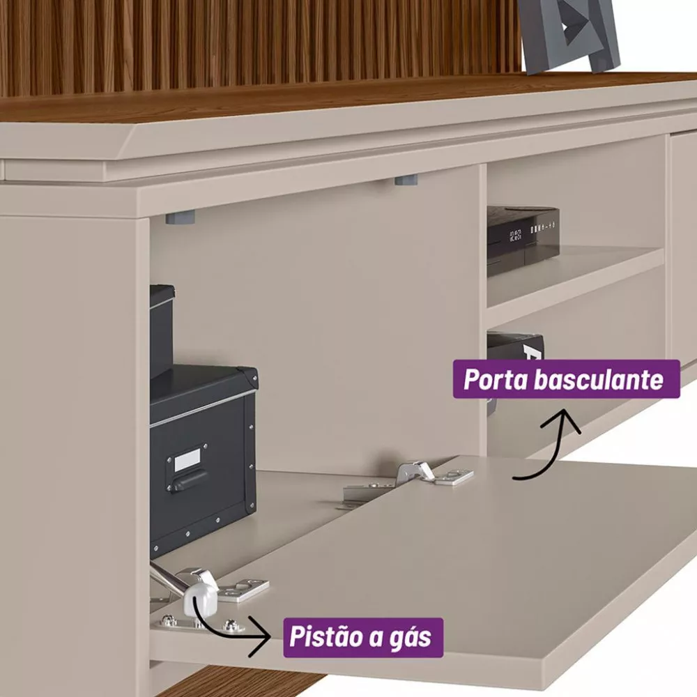 Estante Home para TV até 75 Polegadas LED 2 Portas Authentique Linea Brasil