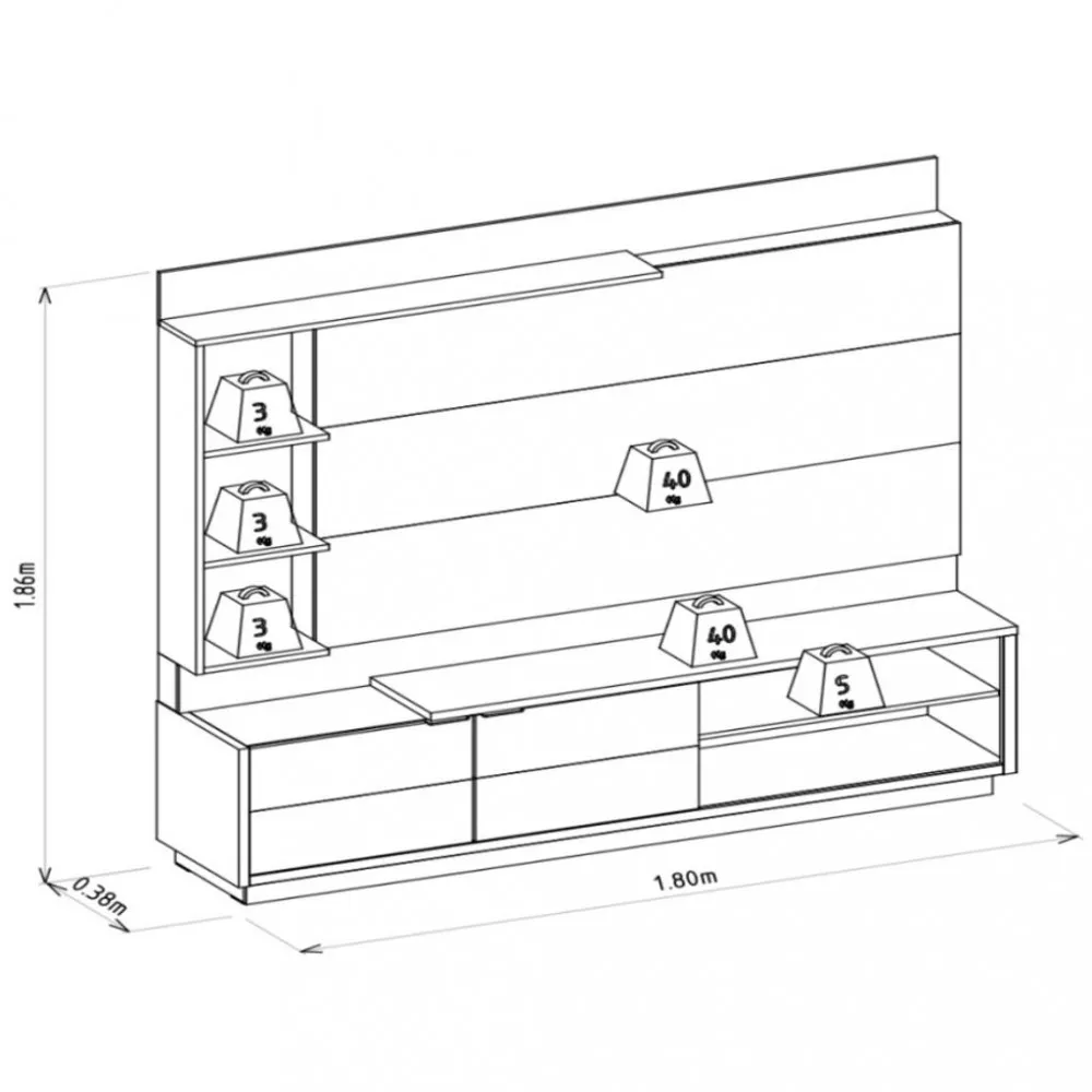 Estante Home para TV até 60 Polegadas 2 Portas Atlanta Linea Brasil