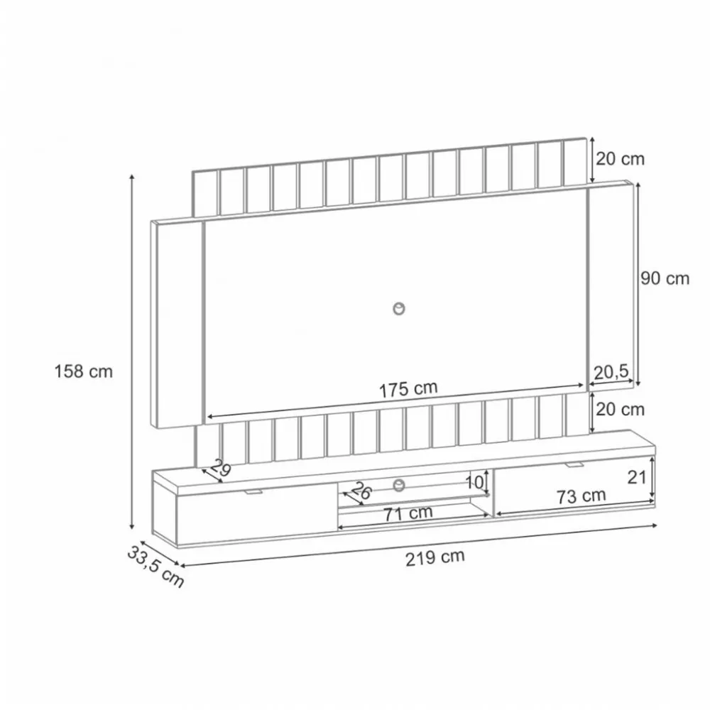 Painel para TV até 70 Polegadas 2 Portas Illusion 2.2 HB Móveis