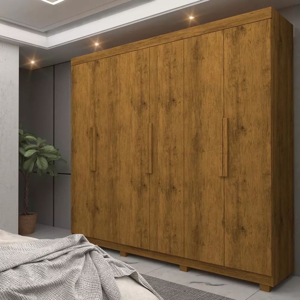 Guarda Roupa Casal 6 Portas 2 Gavetas com Pés Império Gelius