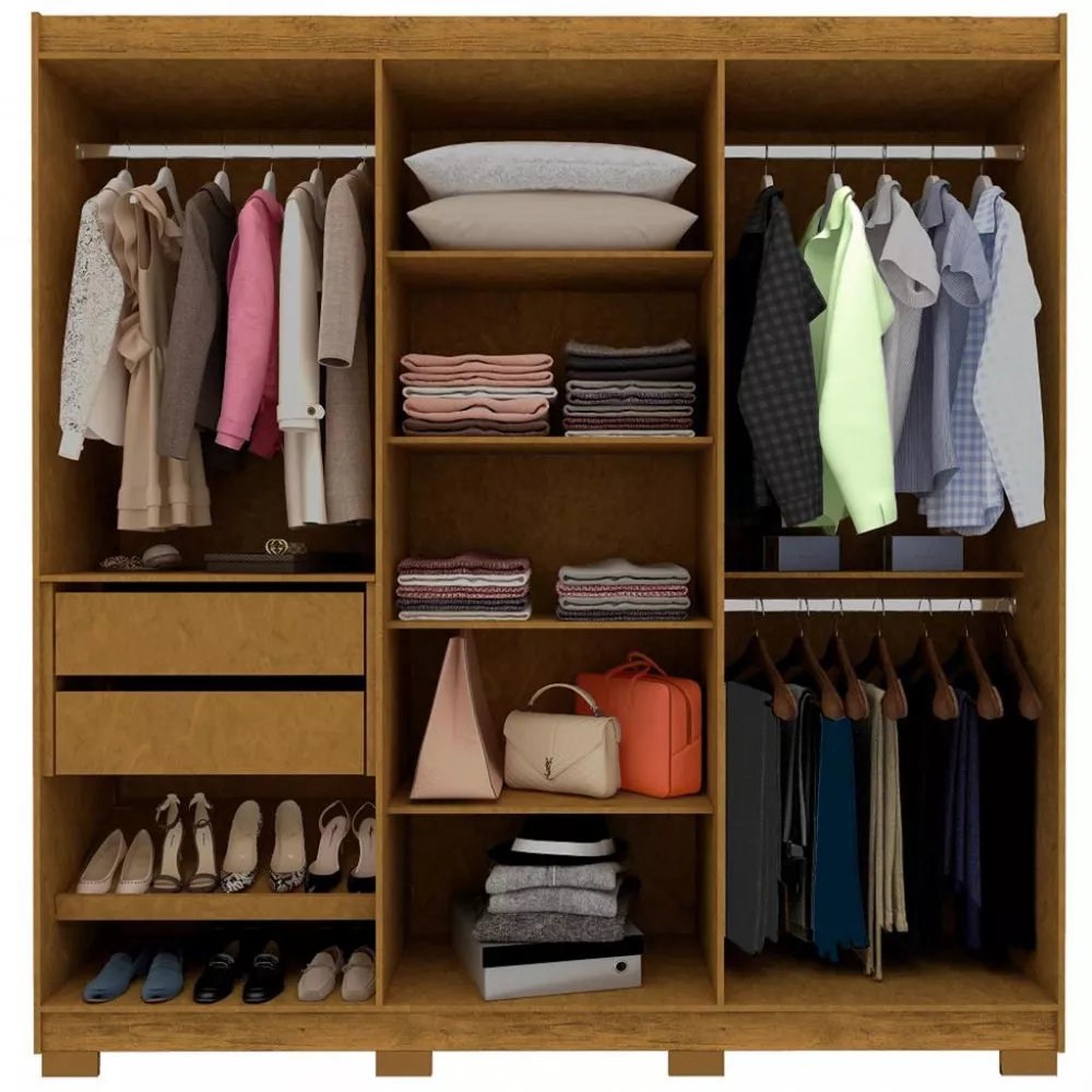 Guarda Roupa Casal 6 Portas 2 Gavetas com Pés Império Gelius