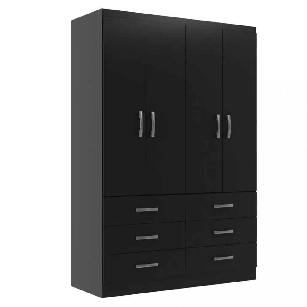 Guarda Roupa Solteiro 4 Portas 6 Gavetas Treviso Evidencia