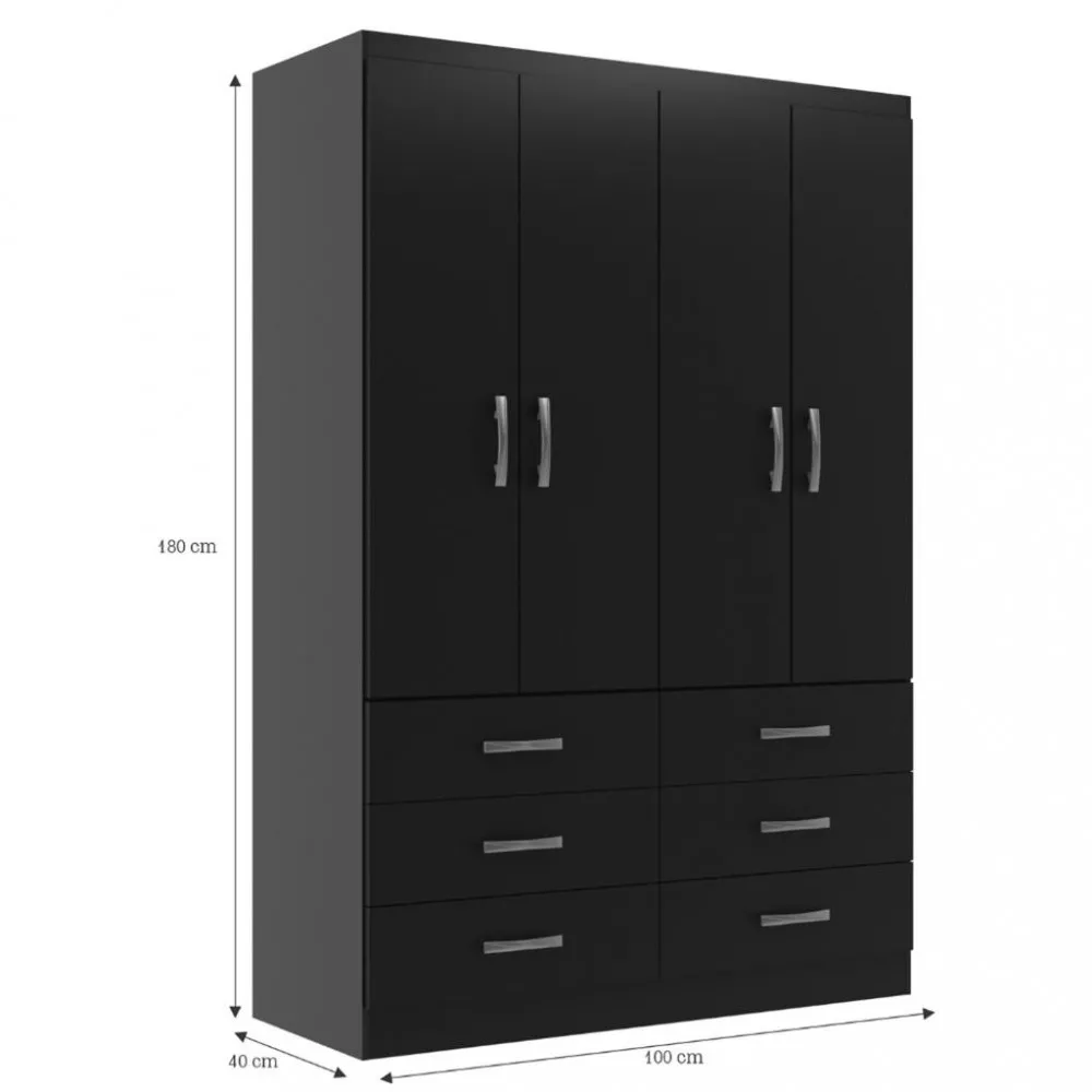 Guarda Roupa Solteiro 4 Portas 6 Gavetas Treviso Evidencia