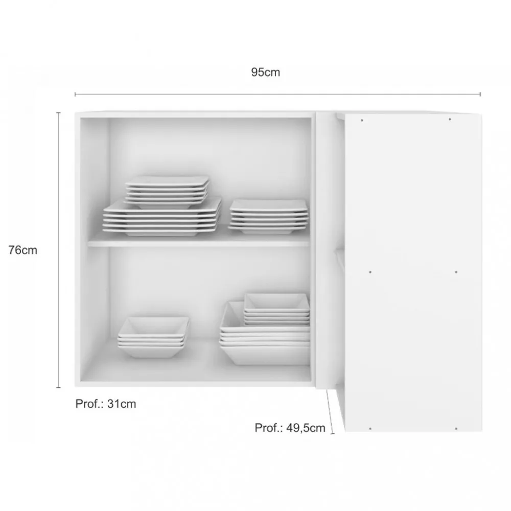 Armário Aéreo Canto Reto 2 Portas Unna Poliman