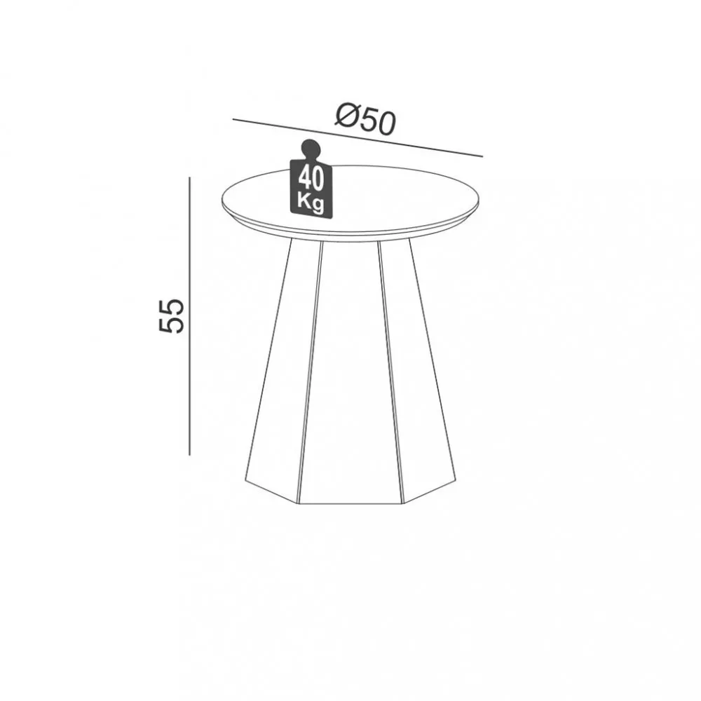 Mesa Lateral Pé Hexagonal 50cm TB606  Dalla Costa