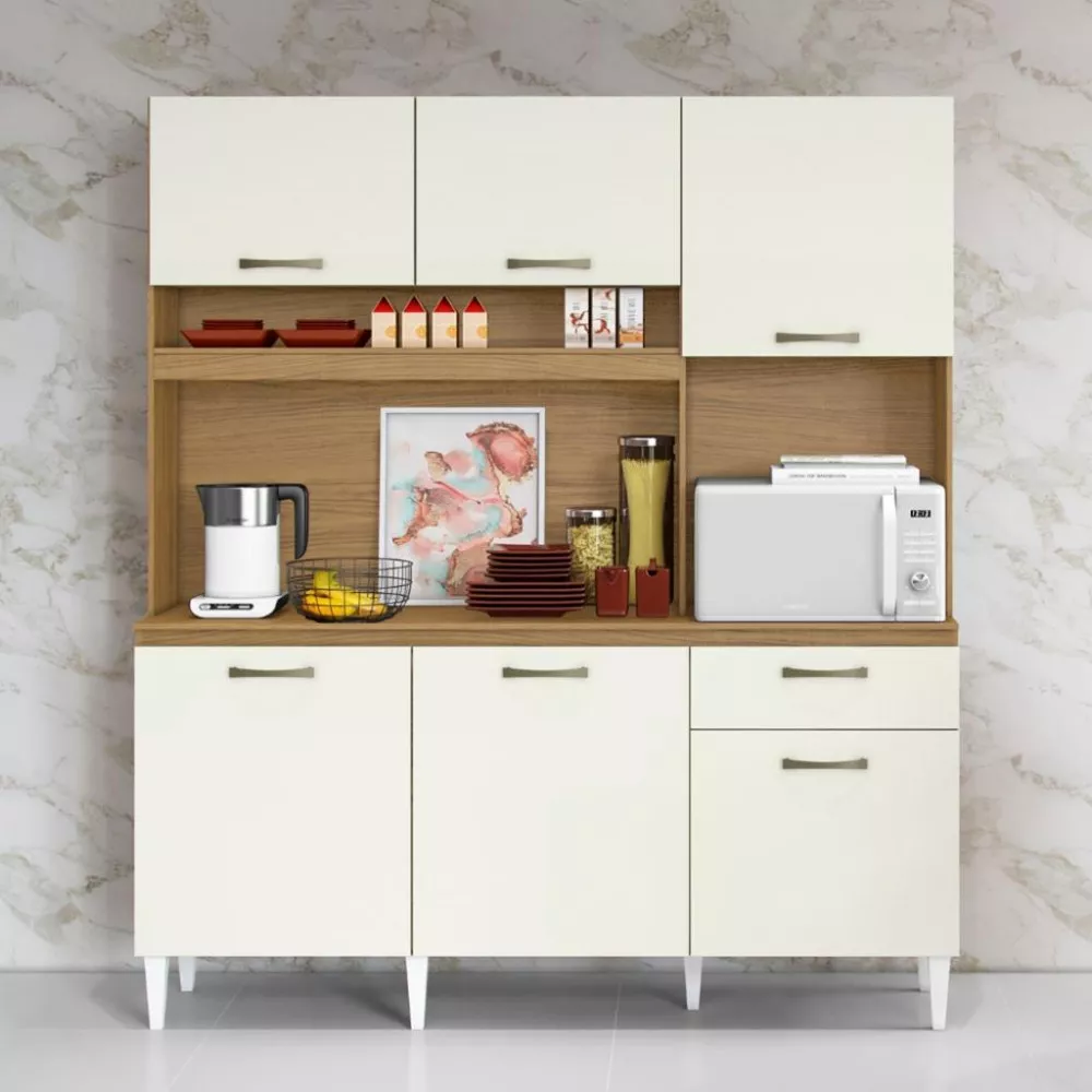 Cozinha Compacta 6 Portas 1 Gaveta com Tampo Siena Aramóveis