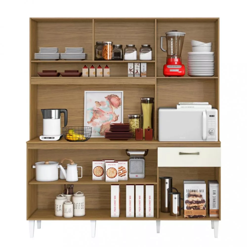 Cozinha Compacta 6 Portas 1 Gaveta com Tampo Siena Aramóveis