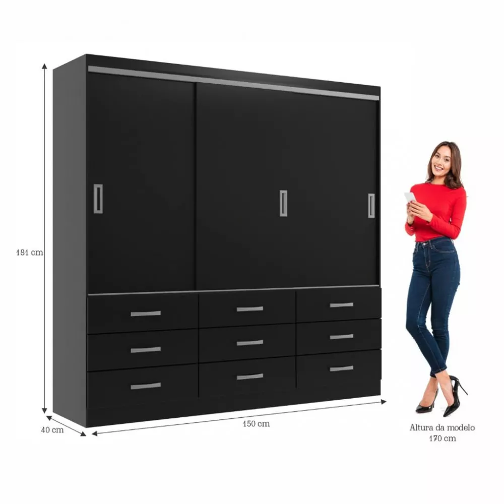 Guarda Roupa Casal 3 Portas 9 Gavetas Isabela Evidencia