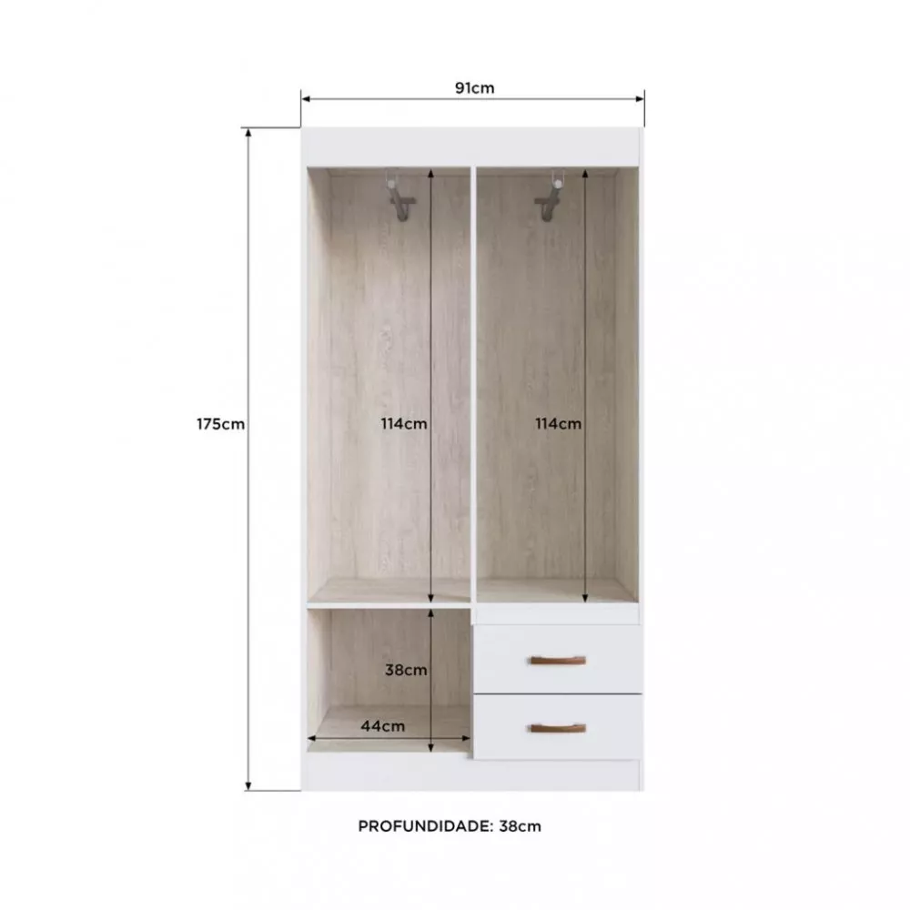 Guarda Roupa Solteiro 4 Portas 2 Gavetas Cordova Doripel