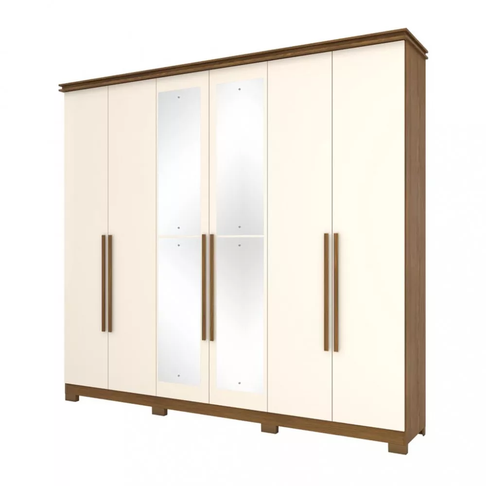 Guarda Roupa Casal Espelhos 6 Portas 5 Gavetas Belori Briz