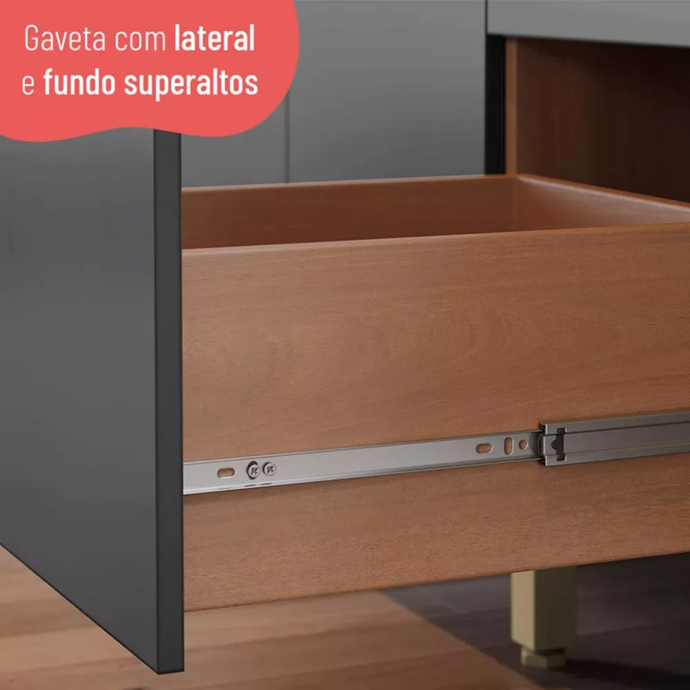 Balcão 2 Portas 3 Gavetas Sem Tampo 120cm Sálvia Telasul