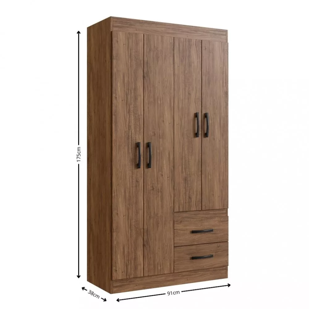 Guarda Roupa Solteiro 4 Portas 2 Gavetas Cordova Doripel