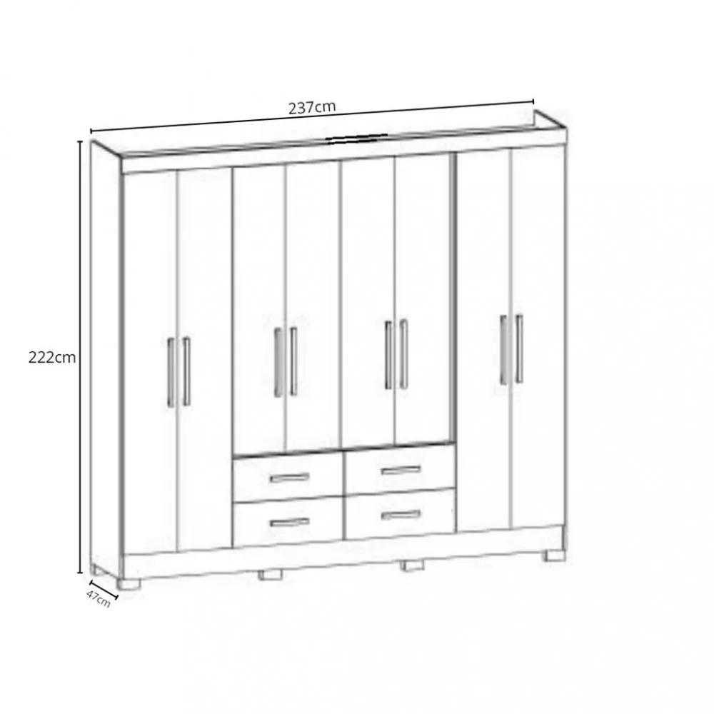 Guarda Roupa 8 Portas 4 Gavetas San Lorenzo Plus Moval