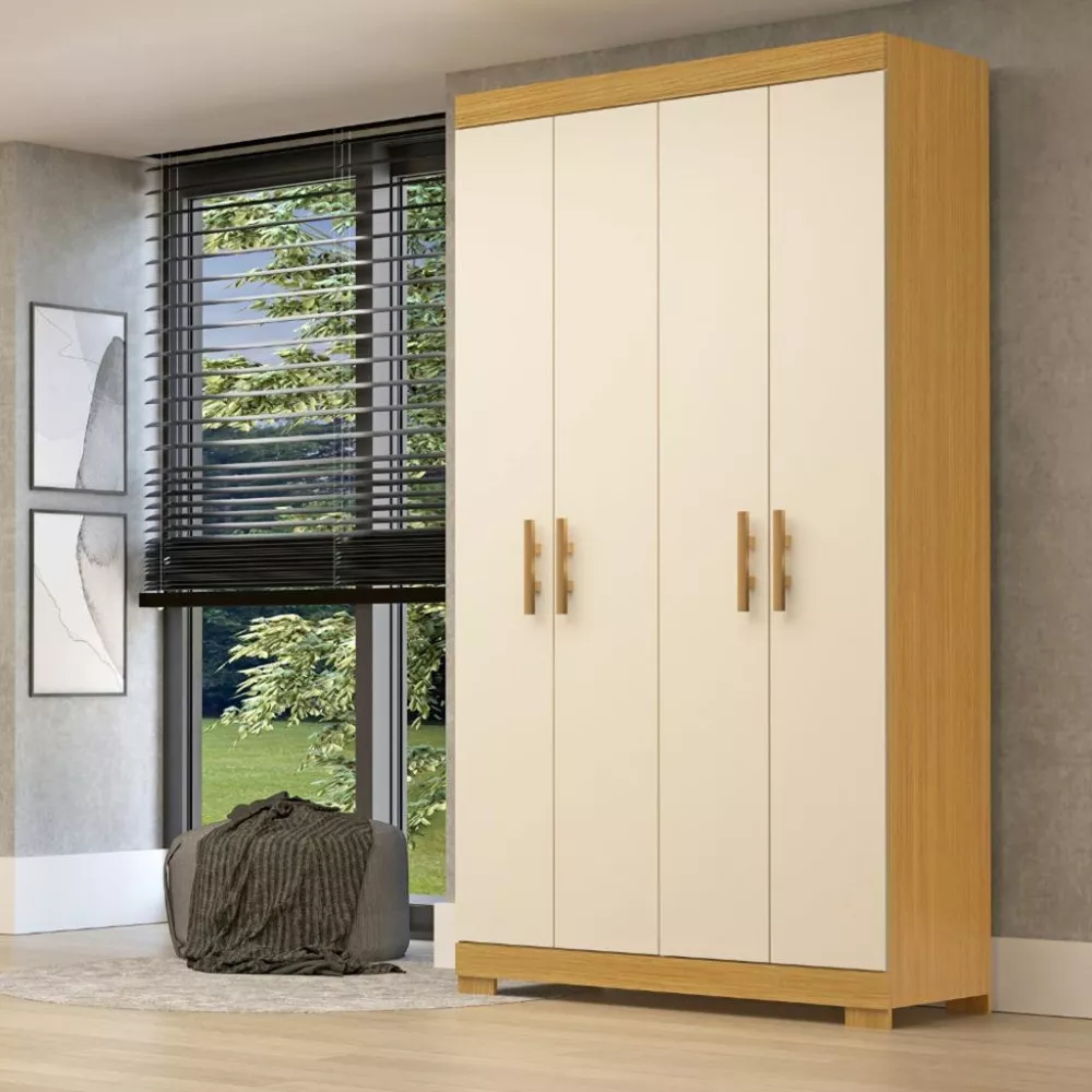 Guarda Roupa Solteiro com Pés 4 Portas 100 MDF Lana ACP Móveis