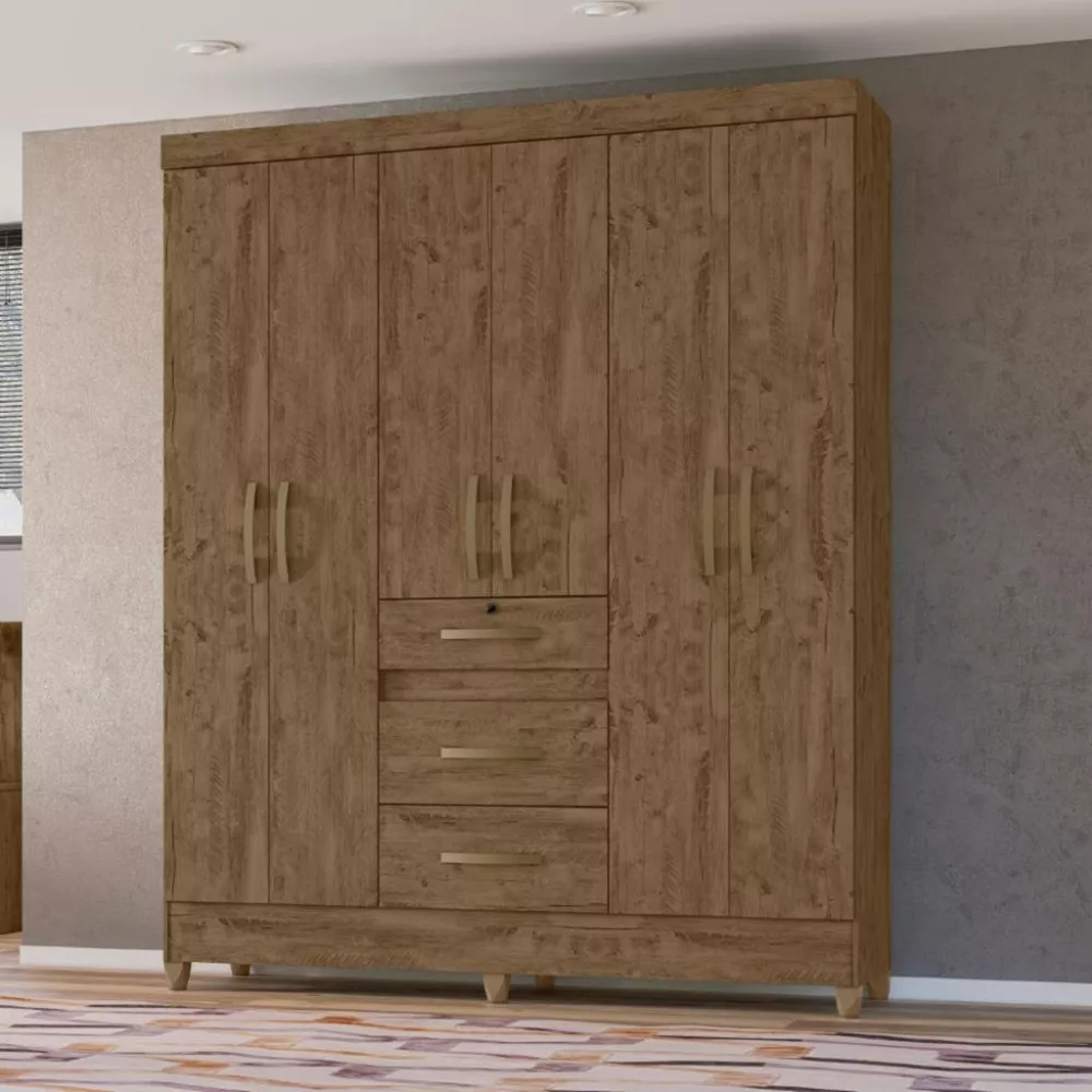 Guarda Roupa Casal com Pés 6 Portas 3 Gavetas Itatiba Moval