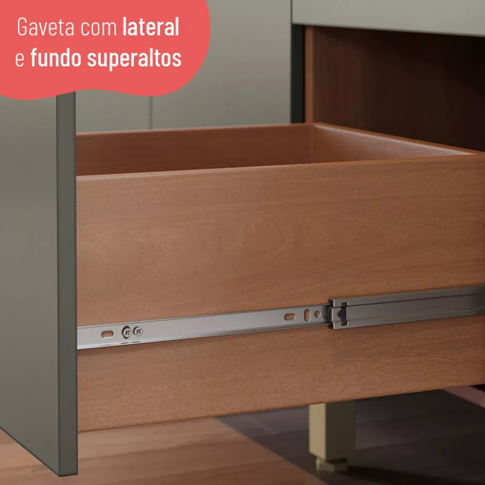 Balcão 2 Portas 3 Gavetas Sem Tampo 120cm Sálvia Telasul