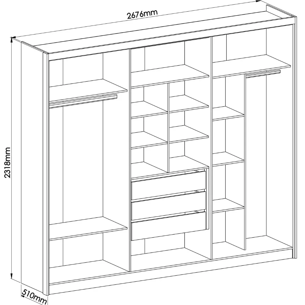 Guarda Roupa 6 Portas 3 Gavetas Florence Móveis Castro