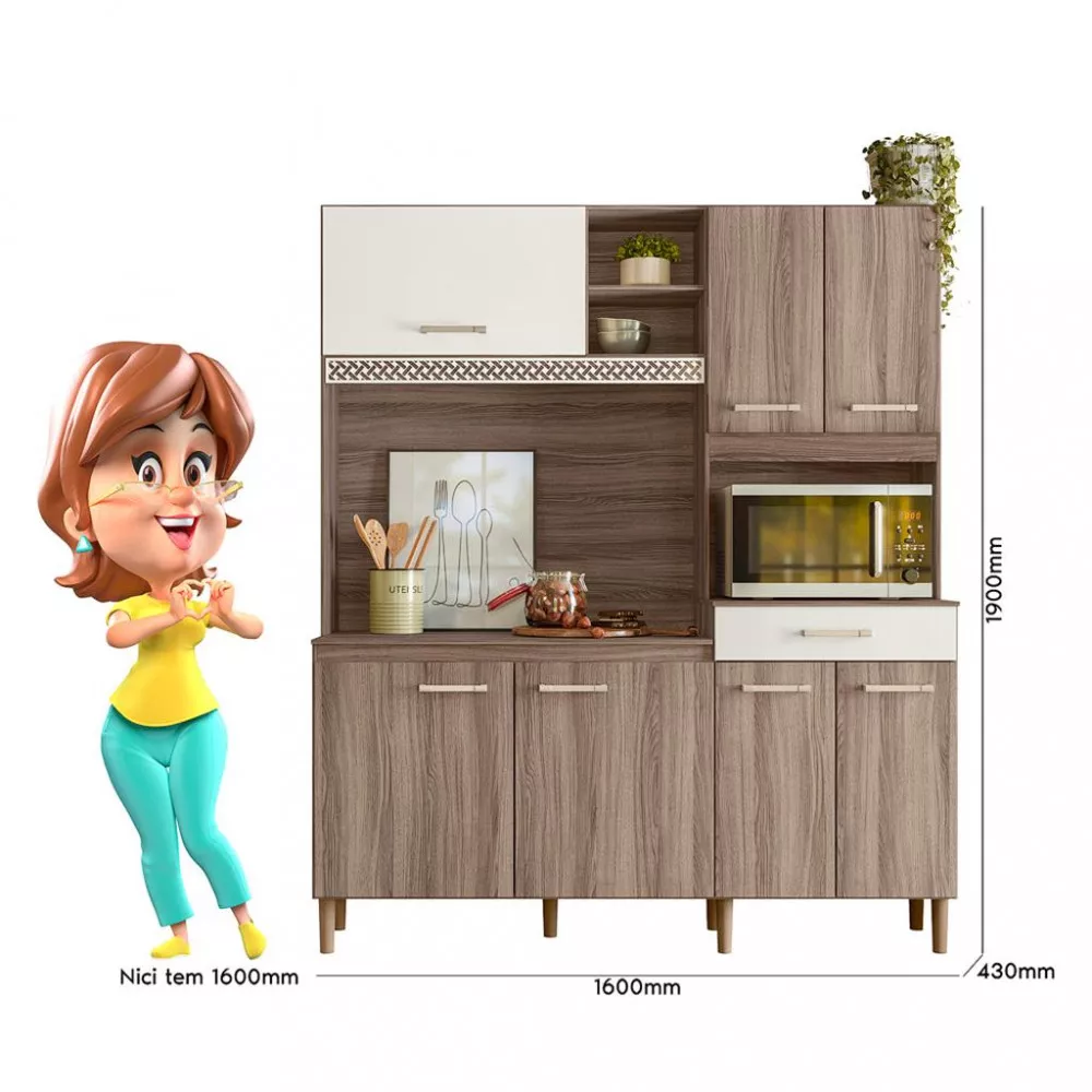 Cozinha Compacta 7 Portas 1 Gaveta Yara Nicioli