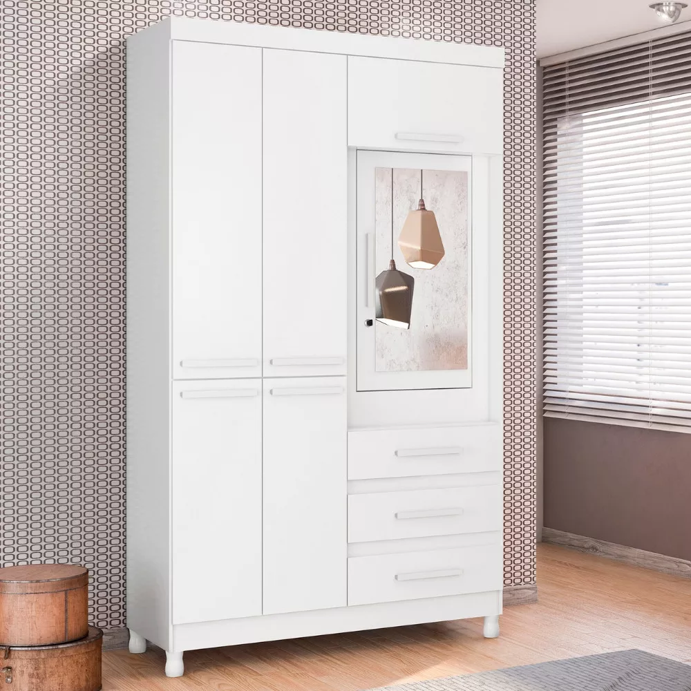 Guarda Roupa Solteiro 6 Portas 3 Gavetas Quadriflex Fusion Albatroz