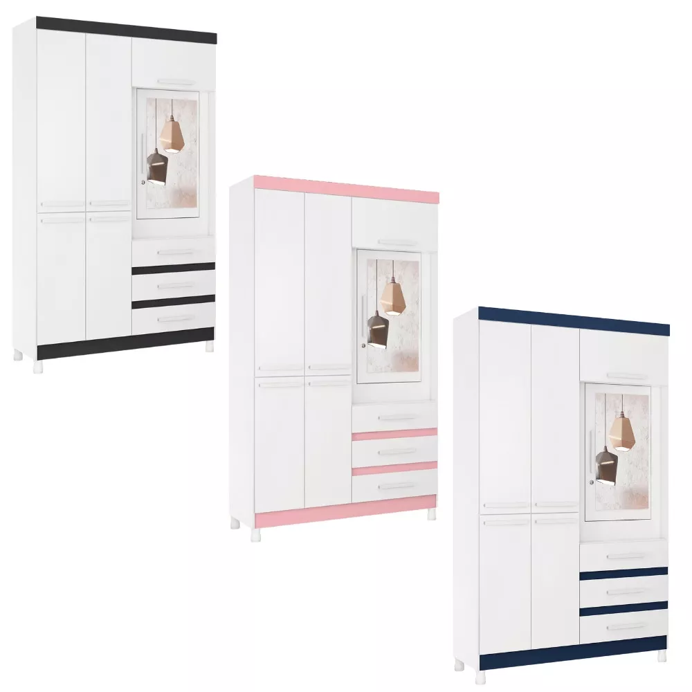 Guarda Roupa Solteiro 6 Portas 3 Gavetas Quadriflex Fusion Albatroz