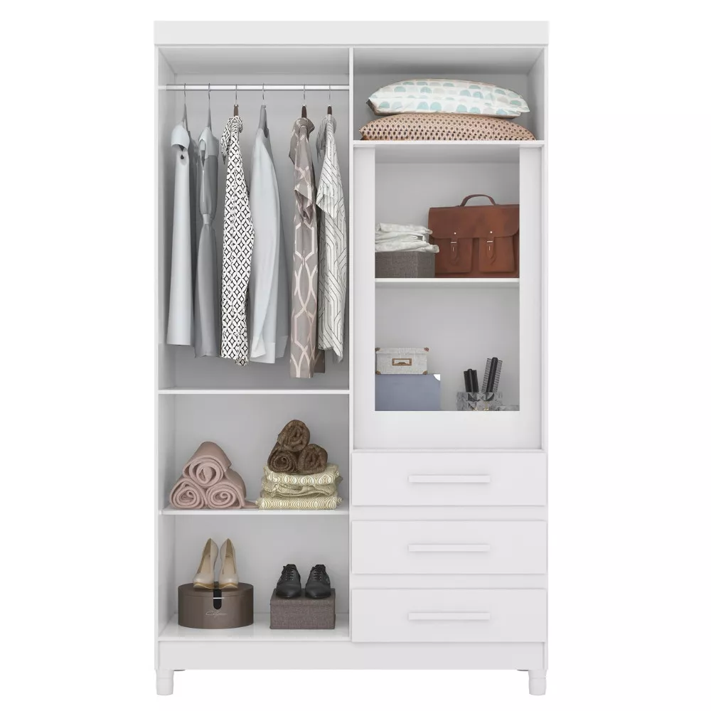 Guarda Roupa Solteiro 6 Portas 3 Gavetas Quadriflex Fusion Albatroz