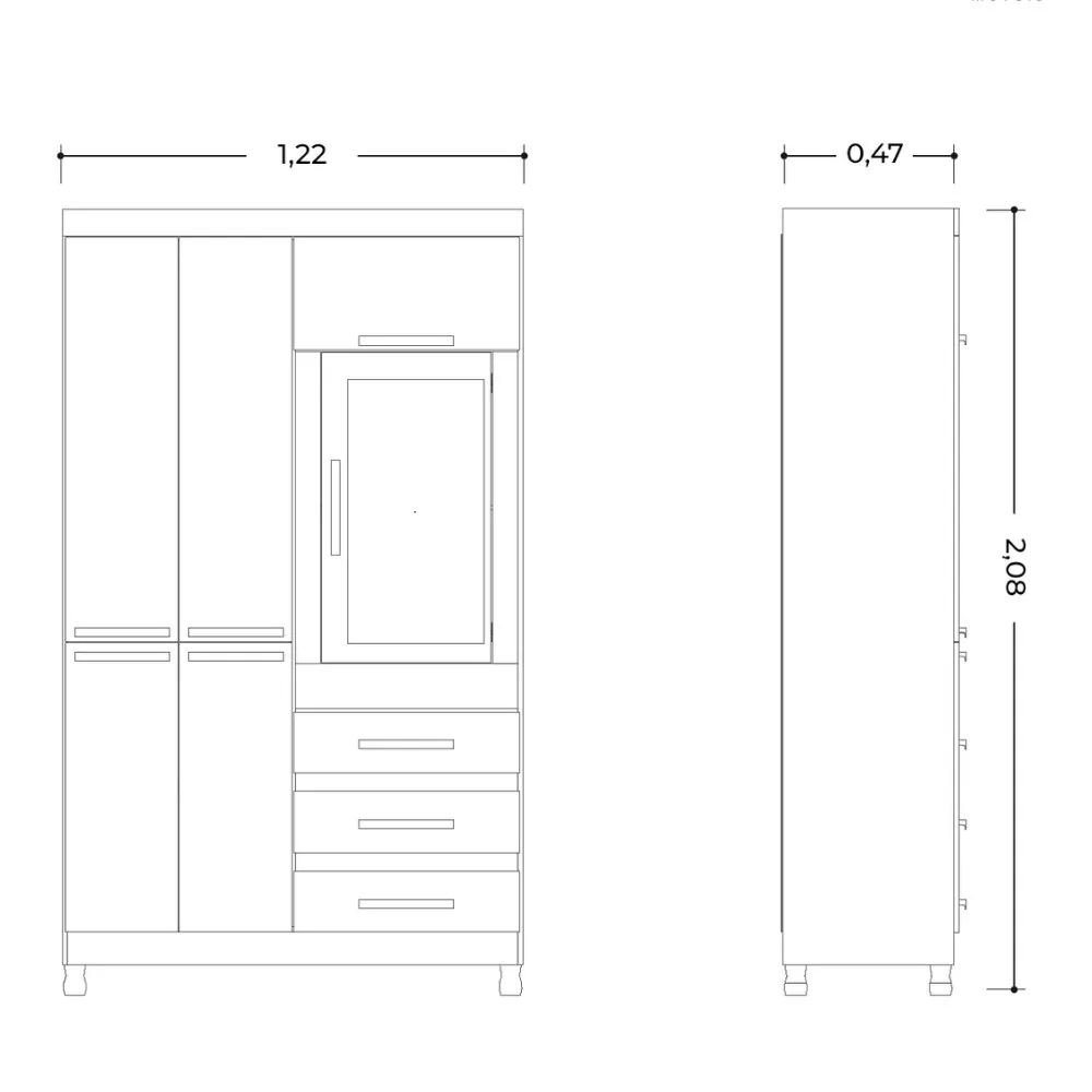 Guarda Roupa Solteiro 6 Portas 3 Gavetas Quadriflex Fusion Albatroz