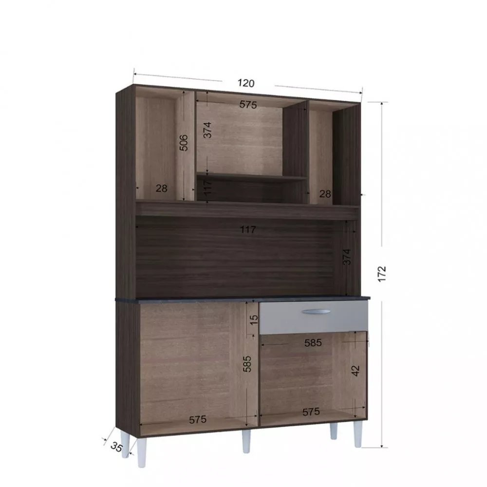 Cozinha Compacta 8 Portas 1 Gaveta Coral Poquema