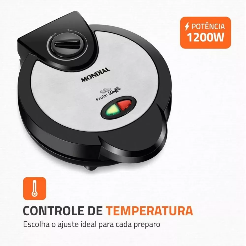 Máquina de Waffle Mondial Pratic GW-01 1200W
