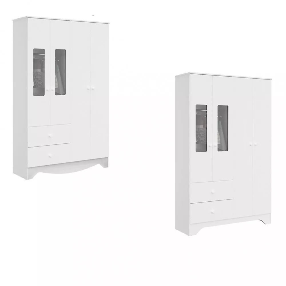 Guarda Roupa Infantil Com Janela MDF4 Portas 2 Gavetas Ben Peroba