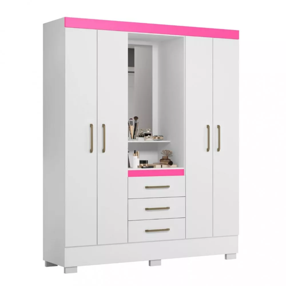 Guarda Roupa Casal 4 Portas 3 Gavetas Flex Paris Aramóveis
