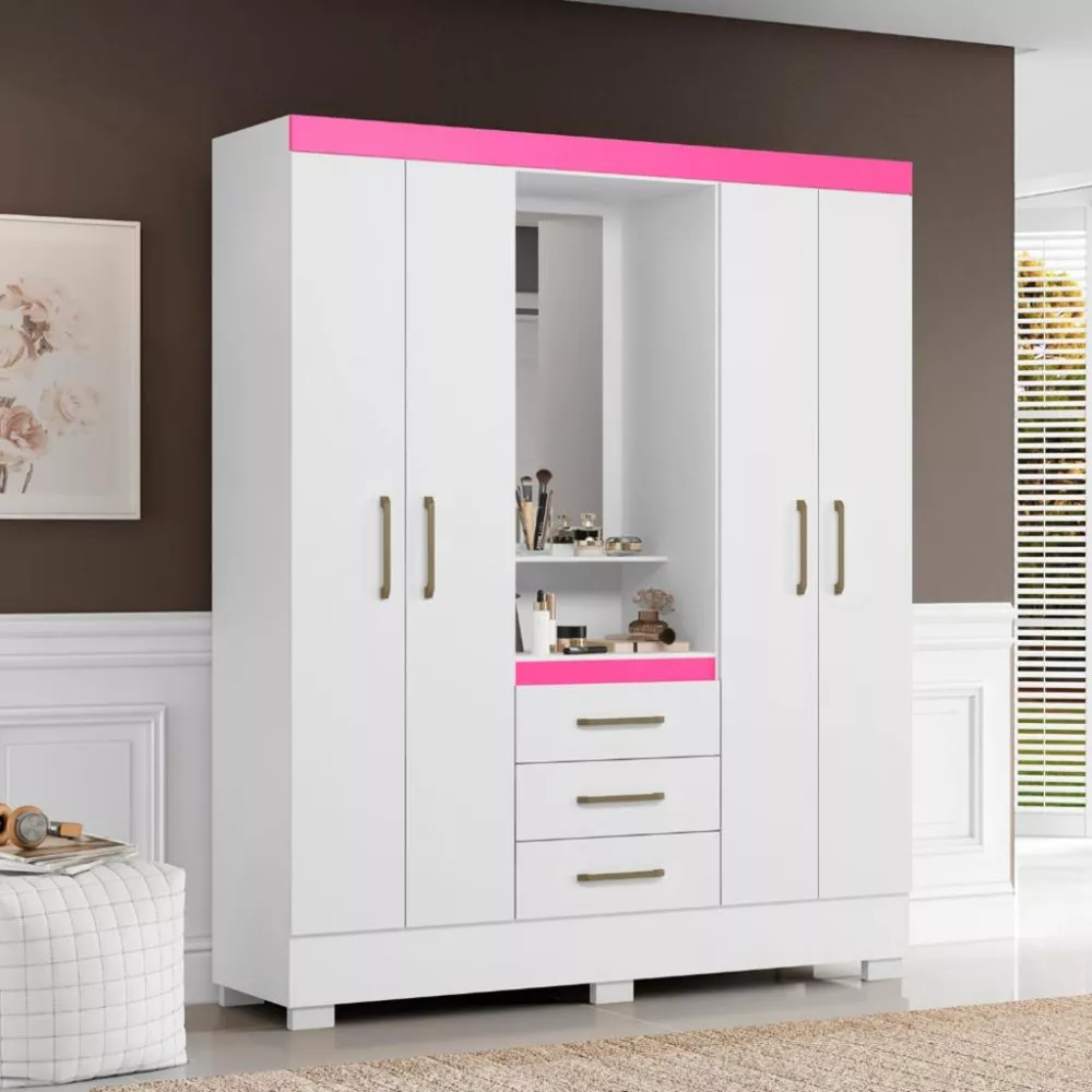 Guarda Roupa Casal 4 Portas 3 Gavetas Flex Paris Aramóveis