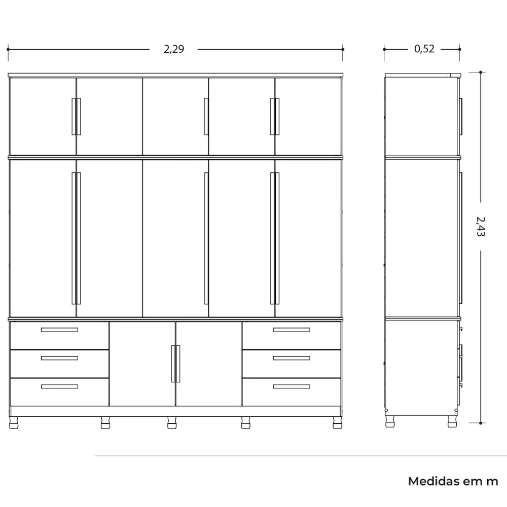 Guarda Roupa Casal 12 Portas 6 Gavetas Titan Albatroz
