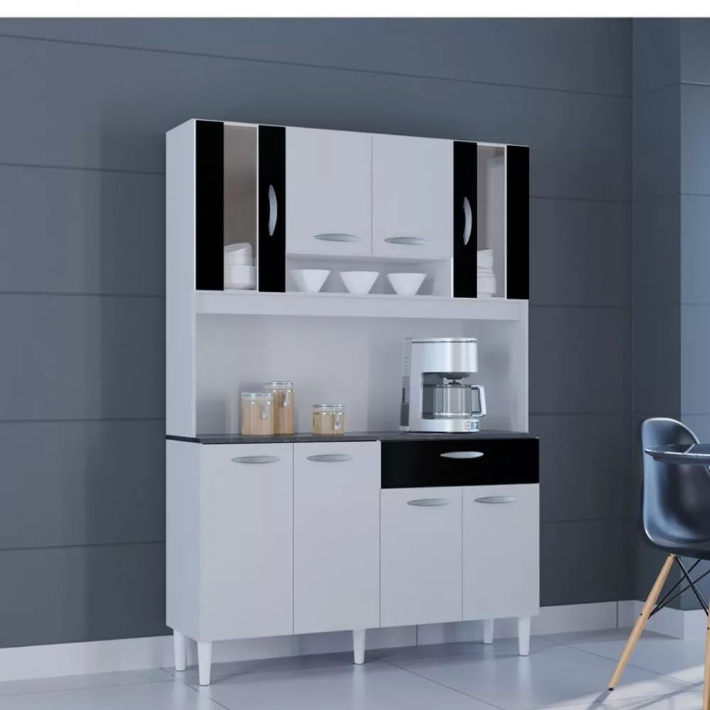 Cozinha Compacta 8 Portas 1 Gaveta Coral Poquema