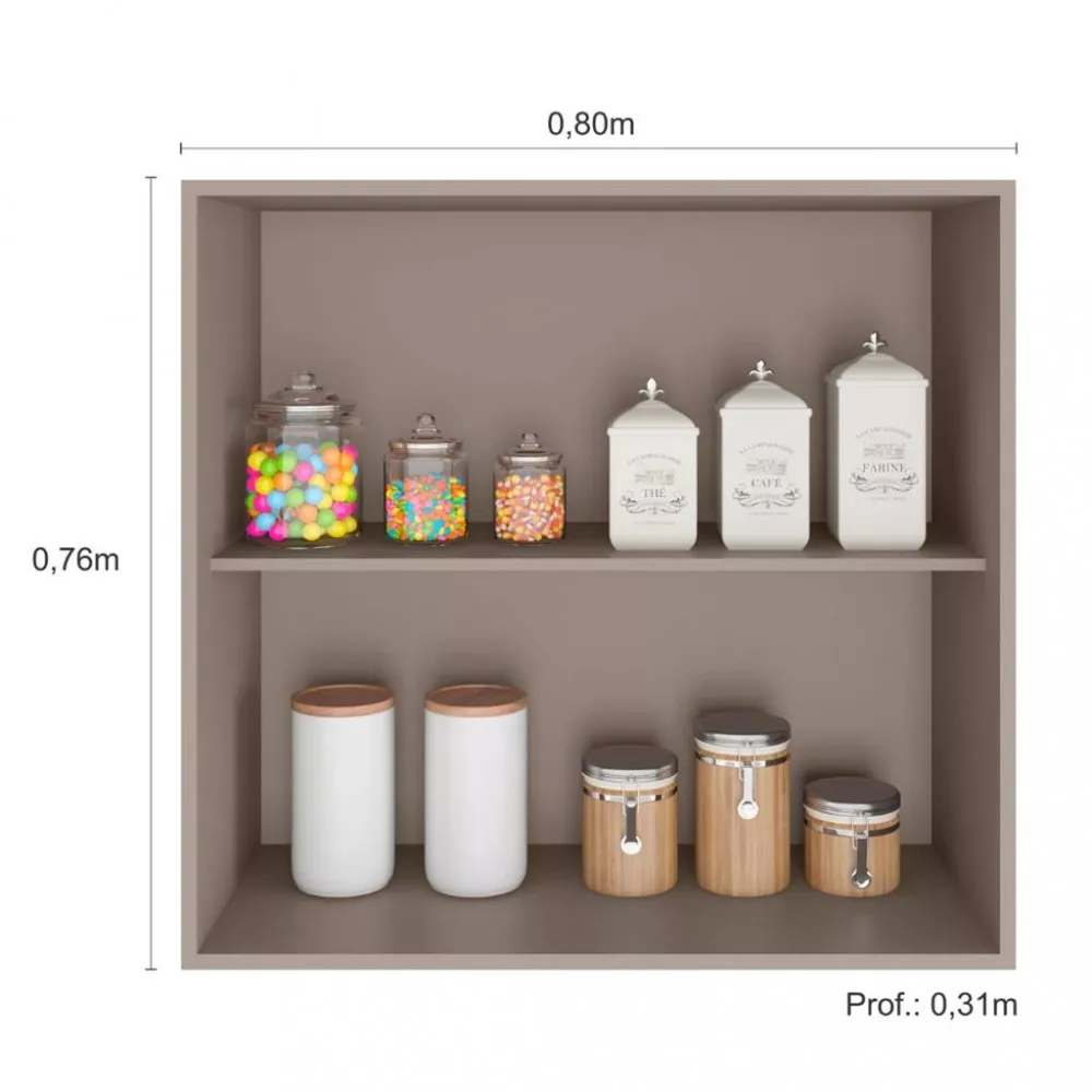 Armário Aéreo 2 Portas 80cm Unna Poliman