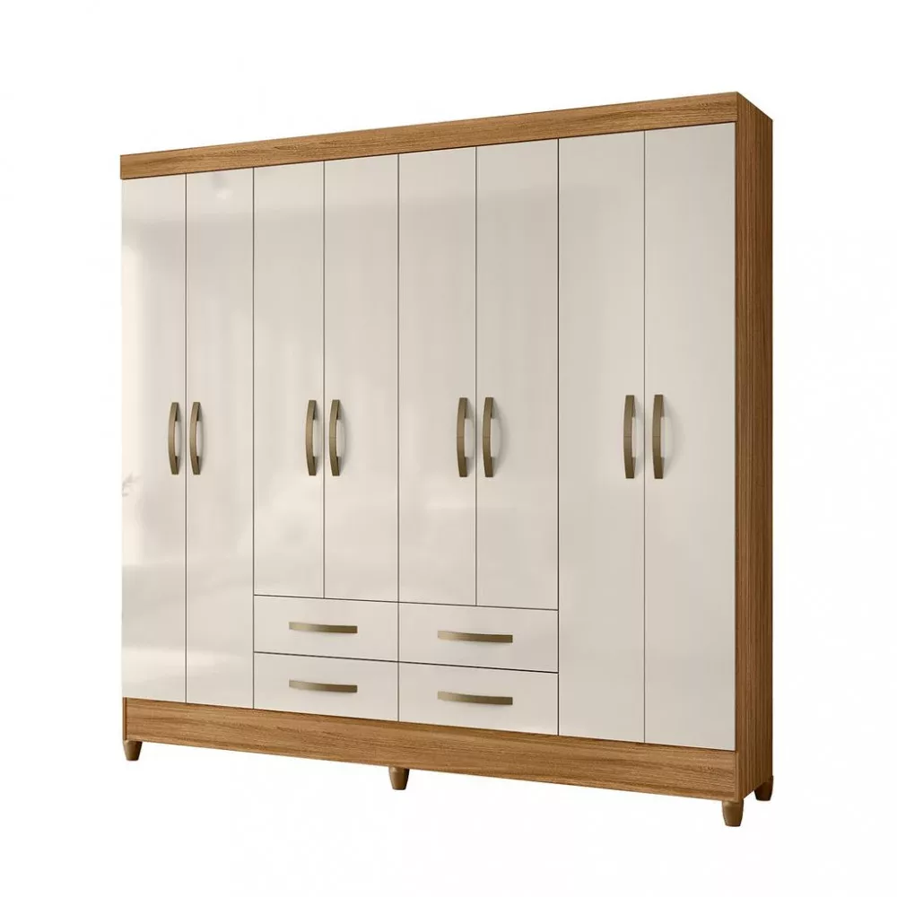 Guarda Roupa Casal com Pés 8 Portas 4 Gavetas Florida Moval