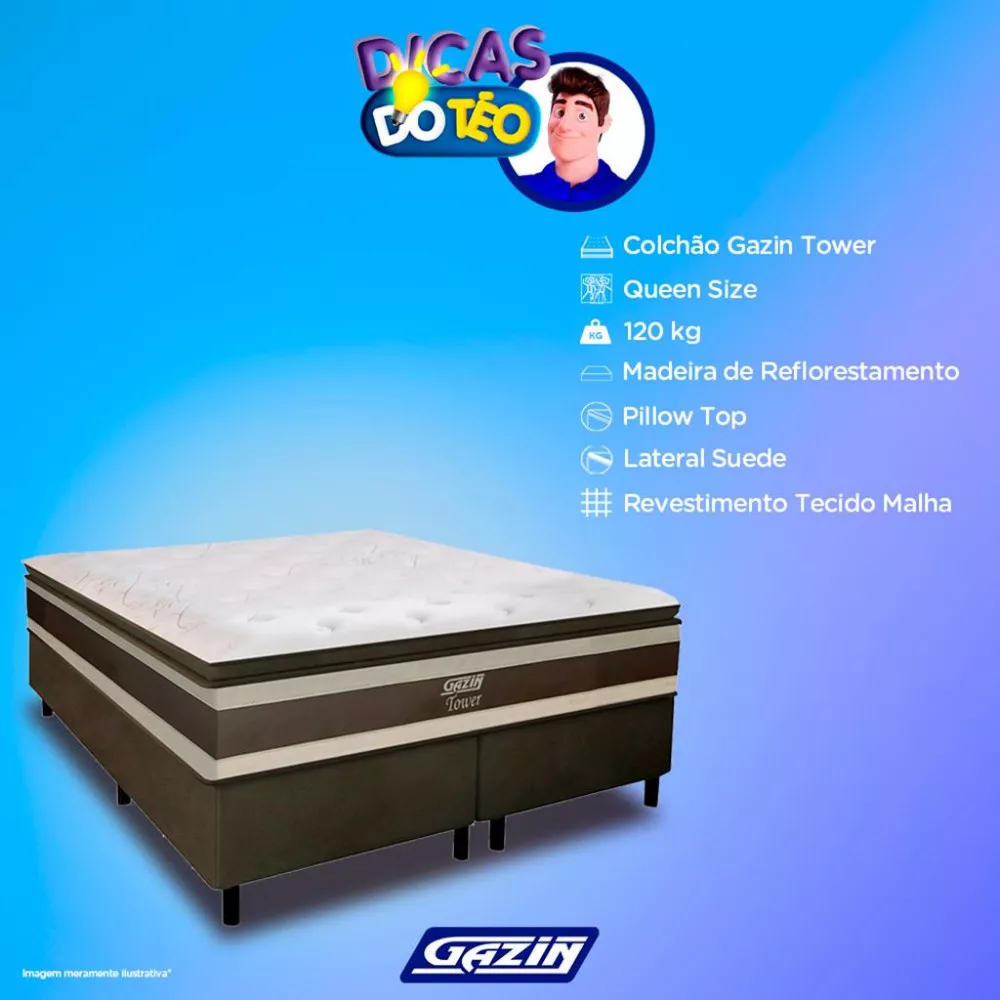 Cama Box Queen 158cm Molas Ensacadas Tower HF V24 2CEN Gazin