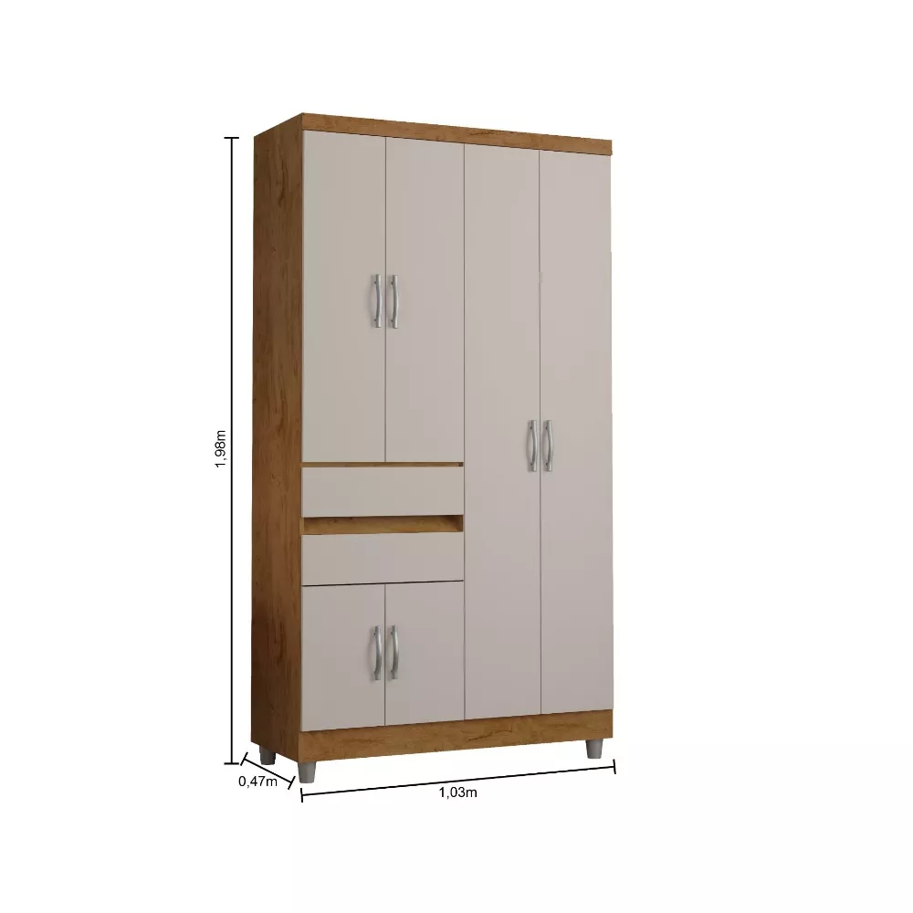 Guarda Roupa 6 Portas 2 Gavetas 2260 Araplac