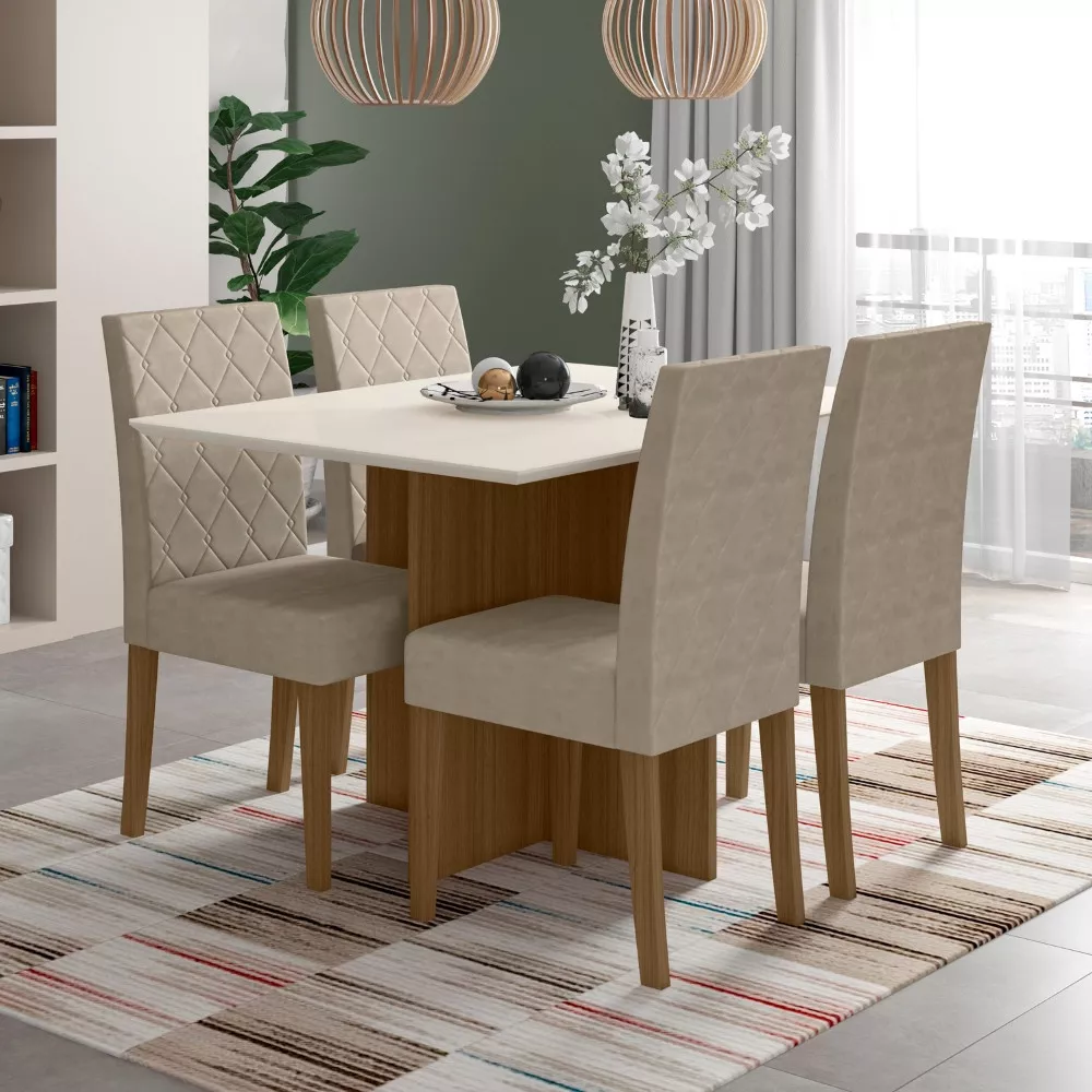 Conjunto Sala de Jantar 4 Cadeira Helo Poliman