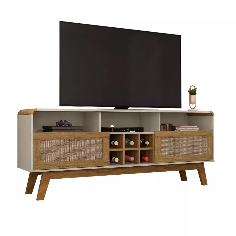 Rack para TV até 65 Polegadas 2 Portas com Pés de Madeira Larimar Bechara