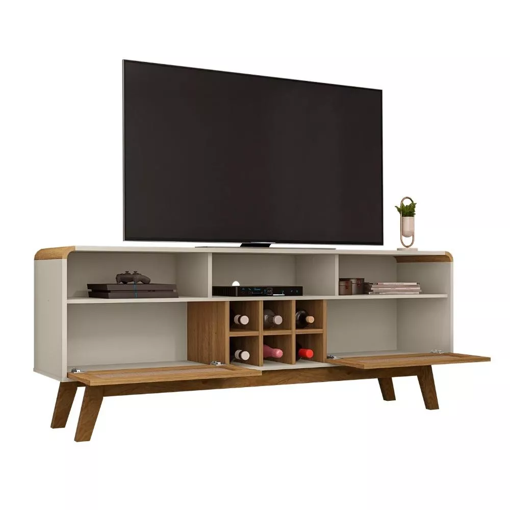 Rack para TV até 65 Polegadas 2 Portas com Pés de Madeira Larimar Bechara